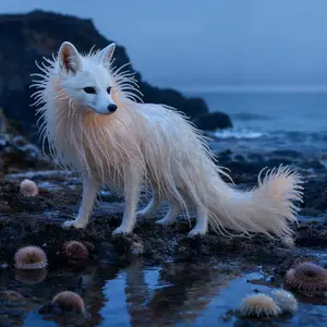 Arctic fox + Sea anemone
